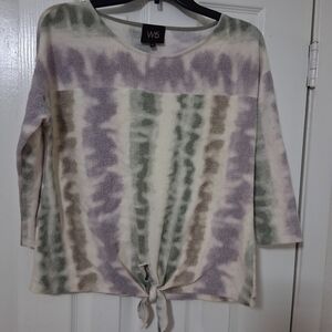 W5 V-Neck Tie-Dye Long Sleeve Blouse